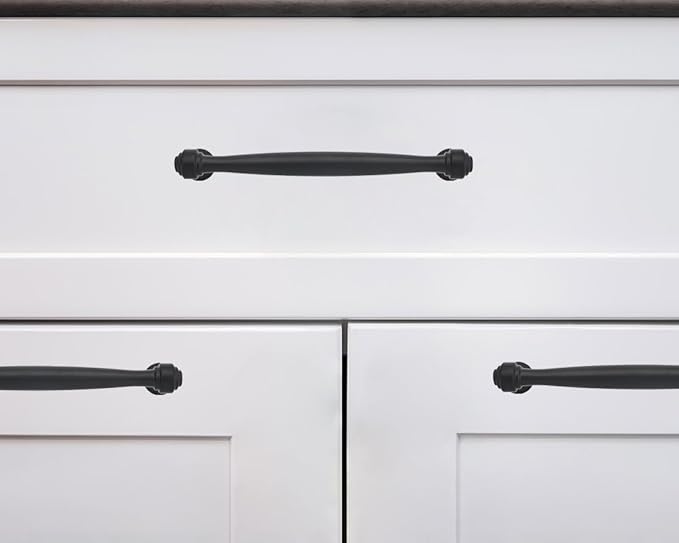 khtumeware 2 Pack 6-1/4 Inch(160mm) Black Modern Cabinet Pulls Black Kitchen Cabinet Hardware for Cupboard Drawer Handles Dresser Pulls