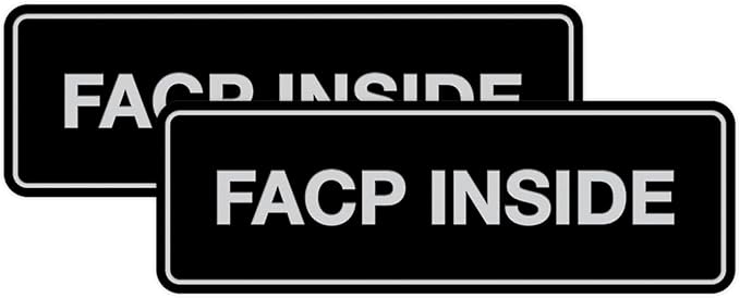 Signs ByLITA Standard FACP Inside Sign | Fire Safety Signage (Black/Silver) - Medium 2 Pack