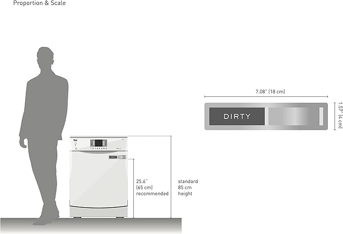 Clean dirty magnet for dishwasher, Kubik Letters Premium Stainless Steel Grade 304, Kitchen Organizers and Storage Decor Accessories, Extra Adhesive Tapes Included.