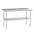 HOCCOT Stainless Steel Table 30" x 60" with Adjustable Undershelf and Backsplash, Commercial Metal Workstations for Kitchen, Garage, Outdoor BBQ