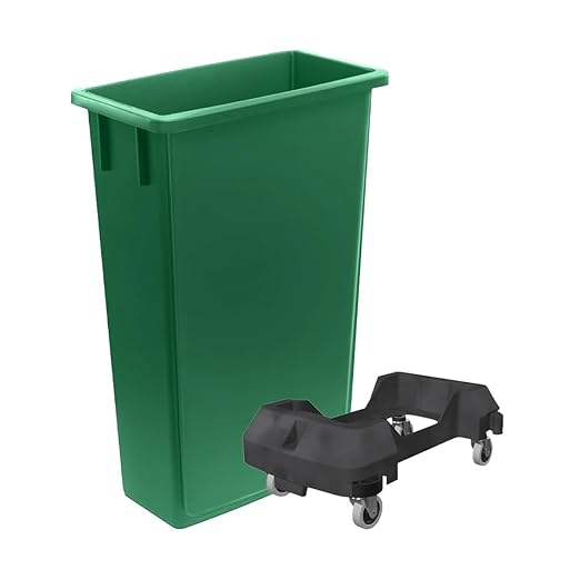 3 Pack 23 Gallon Waste Bin with Dolly, Heavy-Duty Trash Can, Slim Rectangular Garbage Bin, Durable Waste Container, Recycling Bin, Plastic Wastebasket for Kitchen, Garage, Restaurants, Office