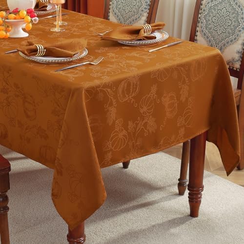SASTYBALE Fall Tablecloth Rectangle Jacquard, 52" x 52", Brown