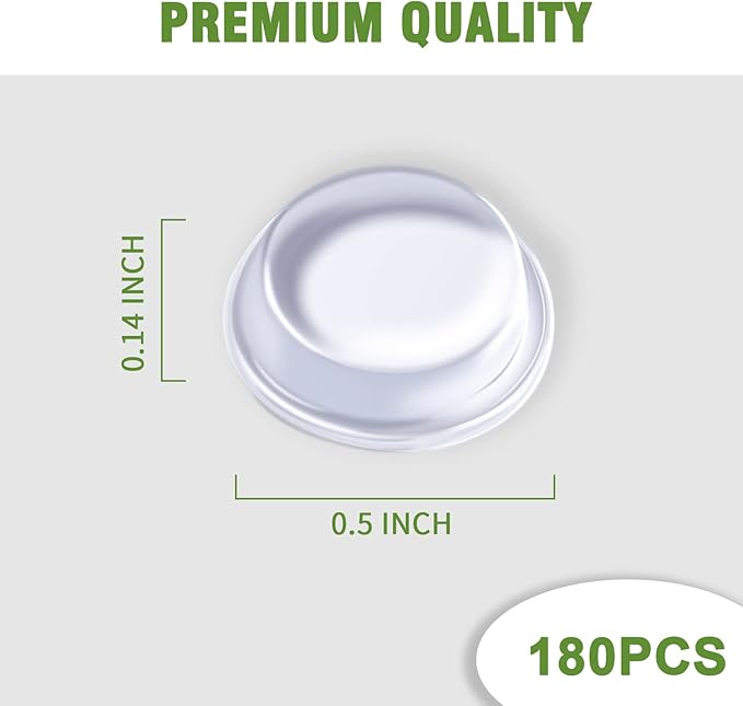 Super High Viscosity Cabinet Door Bumpers -180 pcs 1/2”Diameter Clear Adhesive Pads Glass Hardware Bumpers for Drawers, Glass Tops, Small Furniture(180pcs)