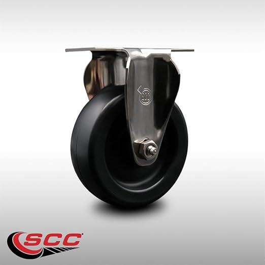 Service Caster Brand Replacement Caster for Uline Caster H-7444R-Stainless Steel Rigid Top Plate Caster with 4 Inch Polyolefin Wheel-Light Duty Replacement Caster-Fits Carts and Platform Trucks H-5546