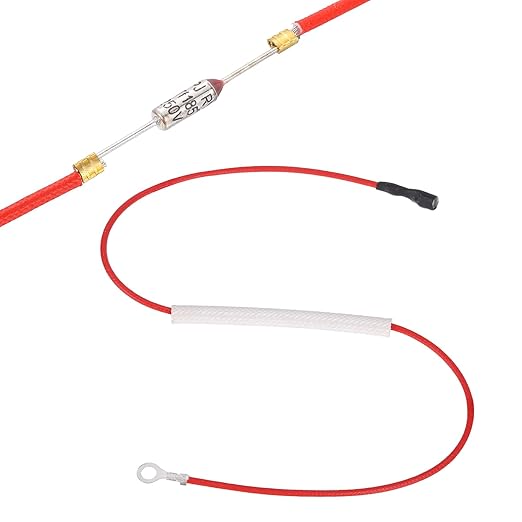 MECCANIXITY Universal Rice Cooker Temperature Fuse, 185°C 10A 250V Metal Thermal Fuse with Terminal and Ring Terminal Fiberglass Sleeving for Electric Pressure Cooker Repair Part