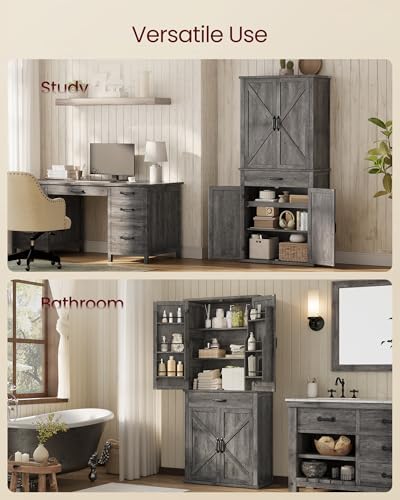 VASAGLE Pantry Cabinet, Freestanding Tall Cupboard with a Drawer