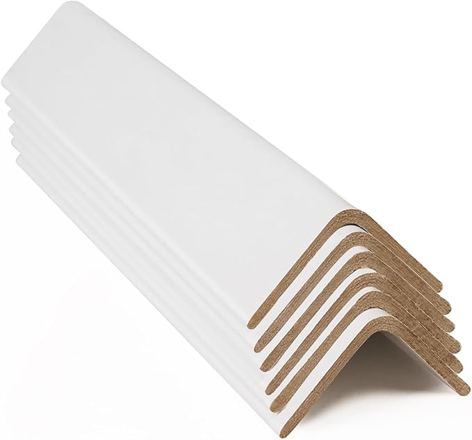 ESK Packaging® Cardboard Edge Protectors for Shipping - 2"W x 2"D x 84"L, Light Duty .120 ga, Pallet Corner Protectors, Angle Boards, White, 50/Pack