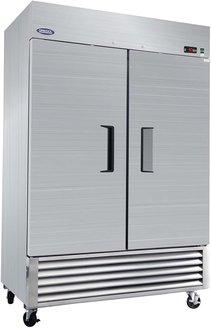 54"W Commercial Refrigerator Freezer,49 Cu.ft Commercial Refrigerator with 2 Door Reach-In Freezers Stainless Steel,ETL Upright Freeze Storage w/ 6 Adjustable Shelves,LED Light,for Restaurant,Silver