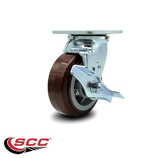 Service Caster Brand Replacement Caster for Uline Caster H-7362SWB - Swivel Top Plate Caster with 5 Inch Polyurethane Wheel and Top Lock Brake - Fits Platform, U-Boat and Panel Trucks H-6237