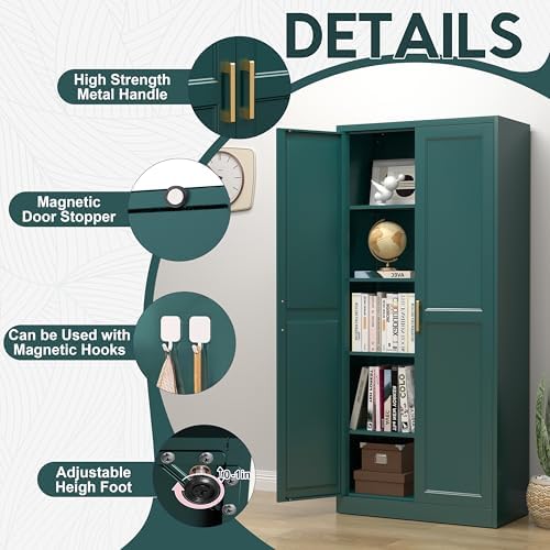 UNICOLY 71" Kitchen Pantry Cabinet, Metal Pantry Storage Cabinet with Doors