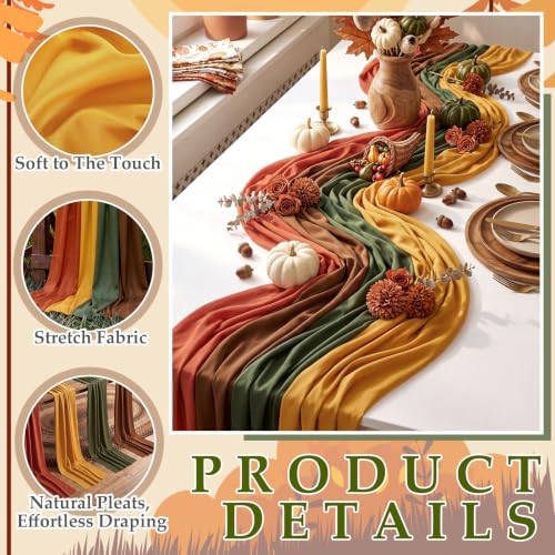 12 Pcs Thanksgiving Fall Party Decorations Boho Table Runner