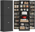HOMCOM 65" Kitchen Pantry Storage Cabinet 16 Door Shelves Black