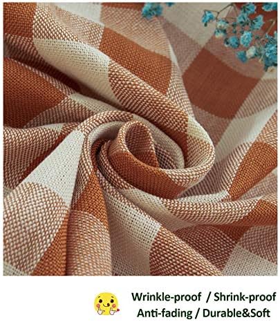 Midsummer Breeze Fall Thanksgiving Orange Gingham Tablecloth 55”x120”