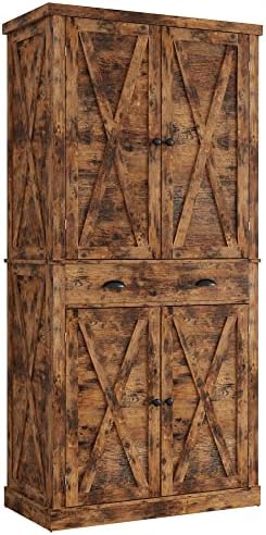 IRONCK Kitchen Pantry Storage Cabinet, 72.6" H Cupboard, Vintage Brown
