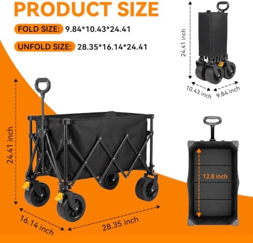 Collapsible Folding Wagon Cart 220 LBS Heavy Duty Utility Beach Wagon
