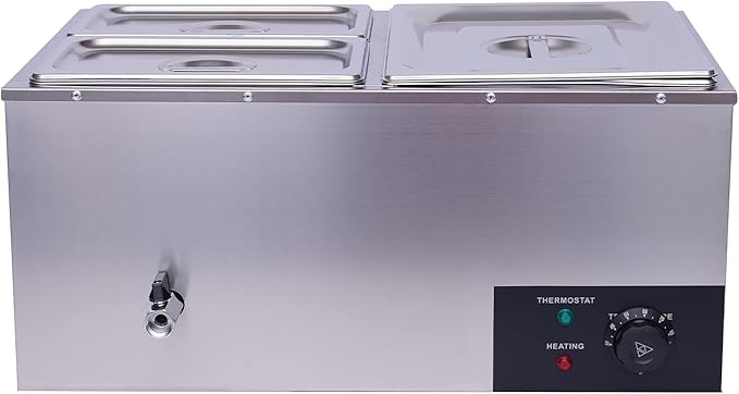 Electric Steam Table Food Warmer 3-Pan 600W Commercial Buffet Servers and Warmers, 22Qt Stainless Steel Electric Buffet Food Warmer, Restaurant Catering Buffet Warmer, 86-185℉ Temp Control