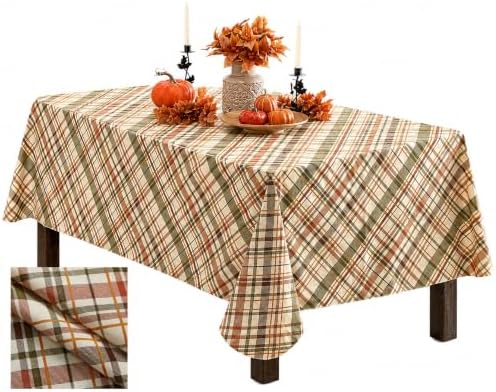 Newbridge Thanksgiving Diagonal Plaid 52 x 52 Inch Square Vinyl Tablecloth