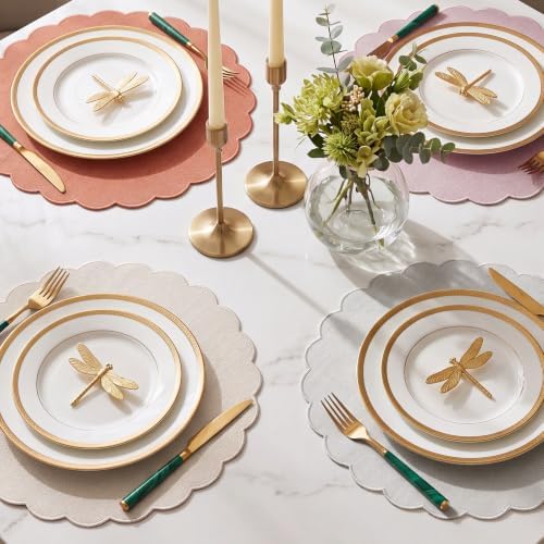 Set of 12 Pastel Cotton Placemats 15" Round Scalloped