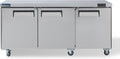ICECASA 72" W Commercial Refrigerator Worktop Undercounter Refrigerator Three Door Stainless Steel Counter Fan Cooling Refrigerator 20 Cu.ft for Restaurant, Bar, Shop, etc