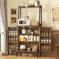 kepptory 51" Kitchen Baker's Rack with Storage, Microwave & Toaster Oven Stand, Freestanding Coffee Bar Station with Wine Glass Holder & Side Storage Shelves, Brown
