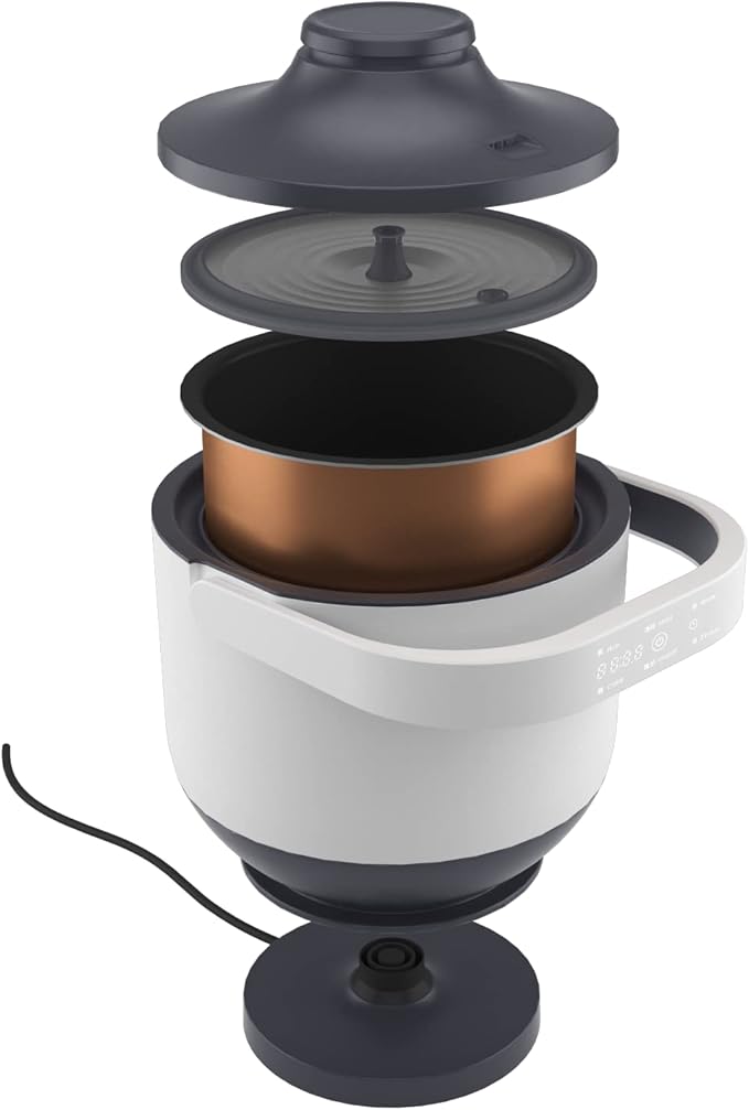 DesignNest PowerCooker Multi-cooker, Steamer, Auto Warmer, Fast Cooking, Portable Pot, Detachable Heating Base, 5 Cooking Models, Touch Control Panel, Soup, Rice, Stews, Oatmeal & Yogurt, White