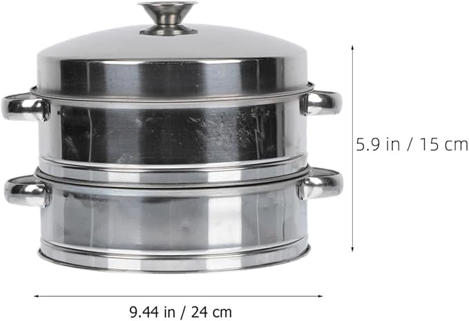 ARTIBETTER Stainless Steel Food Steamer 2-tier Cooking Steamer with Cover for Dumplings and Buns Household Steam Basket for Small Commercial Use