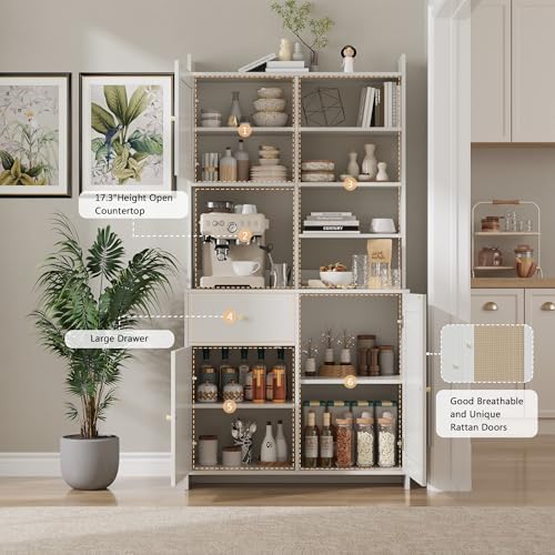 IDEALHOUSE Kitchen Pantry Cabinet with Adjustable Shelf