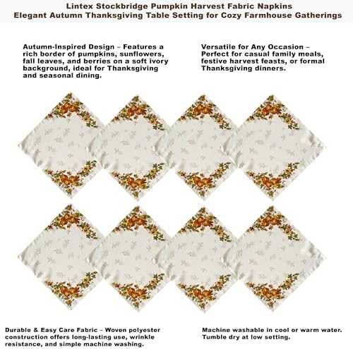 Lintex Thanksgiving Stockbridge Pumpkin Tablecloth 60 x 84 Inch Oval