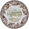 Spode Woodland Snow Goose Dinner Plate - 10.5 Inch Fine Earthenware with British Flowers Border, Microwave, Freezer, Dishwasher & Warm Oven Safe - Hunting-Themed Thanksgiving Plate, Made in England