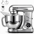 Garvee 5.3 QT Tilt-Head Stand Mixer, 500W Motor, 8-Speed Electric Kitchen Mixer with Stainless Steel Bowl, Dough Hook, Flat Beater & Wire Whisk for Bread Dough, Cake, Cookies & Pizza, Silver