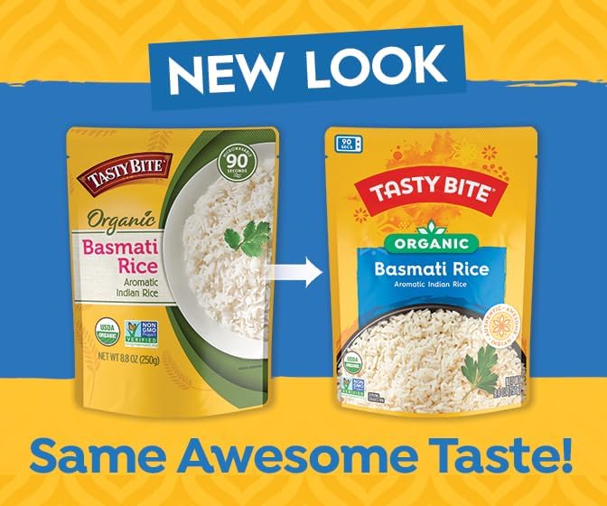 Tasty Bite Organic Basmati Rice, 8.8 Ounce, Pack of 12, Ready to Eat, Microwavable, Vegan, Gluten-Free