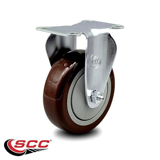 Service Caster Brand Replacement Caster for Uline Caster H-5539R-Rigid Top Plate Caster with 4 Inch Maroon Polyurethane Wheel-Light Duty Replacement Caster-Fits Cart, Dollies and Poly Box Truck H-1956