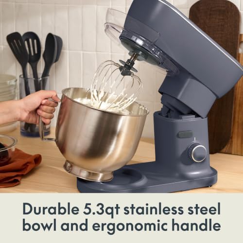 bella STIR 5.3Qt Tilt-Head Stand Mixer, 12-Speed Countertop Mixer, Denim