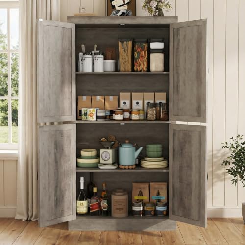 Kitchen Pantry Cabinet, 70" Tall Storage Cabinet with 2 Adjustable Shelves