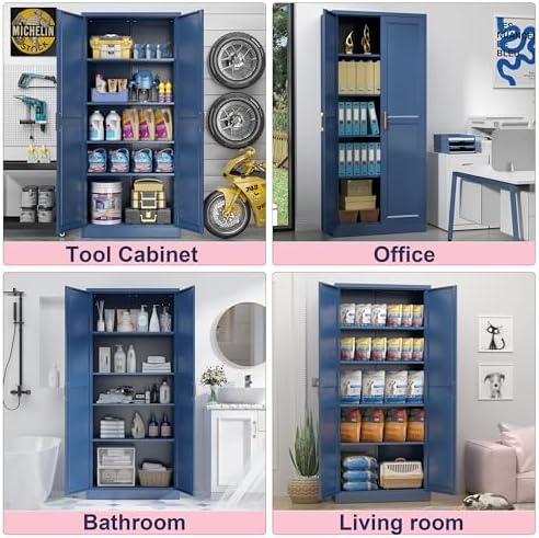 UNICOLY 71" Kitchen Pantry Cabinet, Metal Pantry Storage Cabinet with Doors