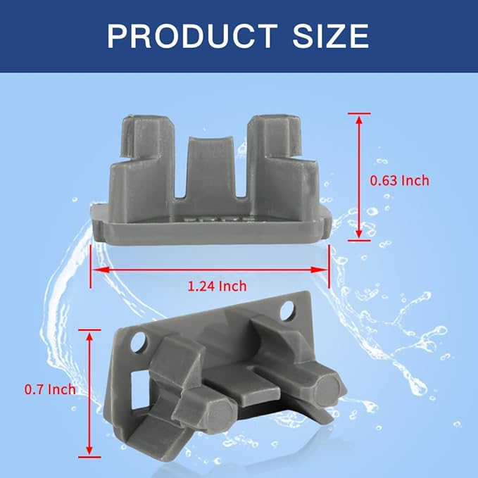 [Upgraded] W10195622 Dishwasher Rack Stop Clip, Upper Dishrack Slide Rail Rear Stop fit for Whirlpool, Kenmore Dishwasher, Replaces AP4566222, PS11750071, 1872168 (4 Pack)
