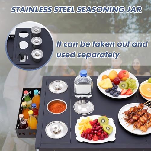 Outdoor Grill Cart Grill Table with Wheels