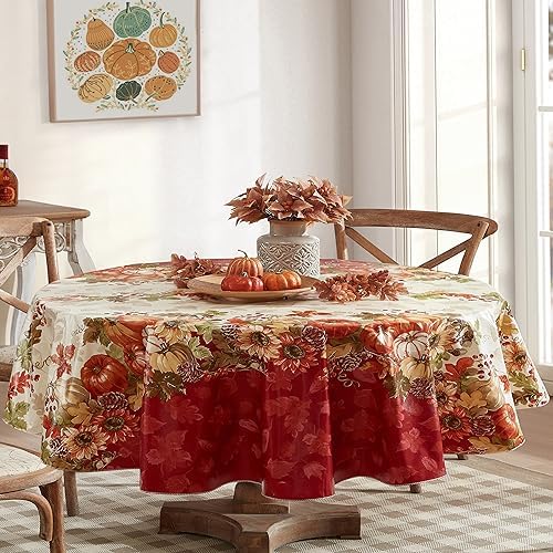 Newbridge Bountiful Fall Harvest 60 x 84 Inch Oval Vinyl Tablecloth