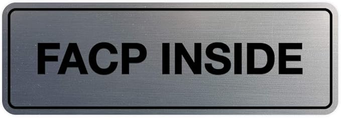 Signs ByLITA Standard FACP Inside Sign | Fire Safety Signage (Brushed Silver) - Medium 1 Pack