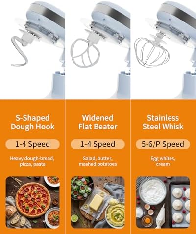 Stand Mixer 3.4QT Kitchen Electric Standing Mixer 6+P Speed 3-In-1 Blue