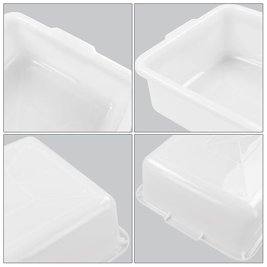 4-Pack 23 Liter Commercial Bus Tubs, White Plastic Wash Basin Bus Tote, Dish Wash Basin Tub Pans