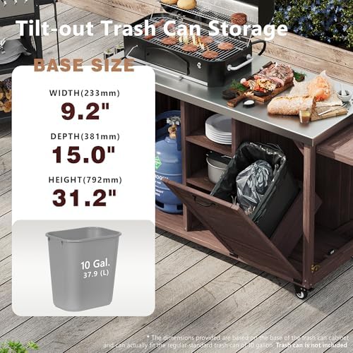 NicBex 78.3" Outdoor Kitchen Island with Foldable Grill Table, Brown