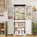 Shintenchi Kitchen Pantry Cabinet, Farmhouse Tall Cupboard Storage, White