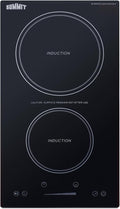 Summit 12" Induction Cooktop, 2 Cooking Zones, 208-240V Electric Cooktop With 30-Minute Safety Shutoff, ADA Compliant Design, Black - SINCH230V2B