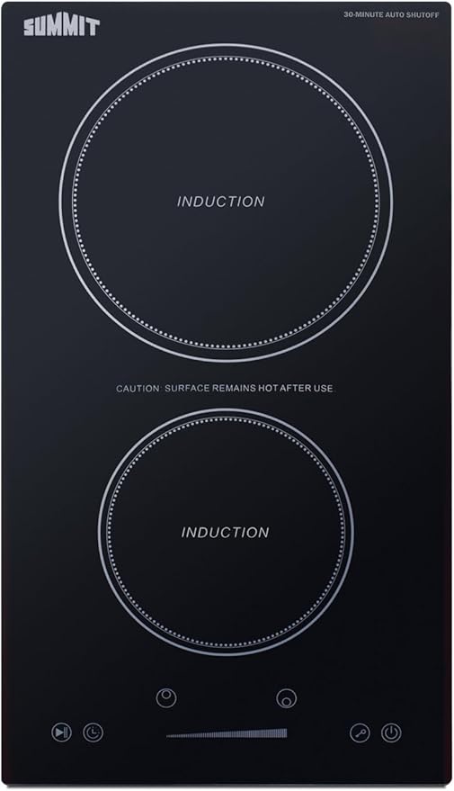 Summit 12" Induction Cooktop, 2 Cooking Zones, 208-240V Electric Cooktop With 30-Minute Safety Shutoff, ADA Compliant Design, Black - SINCH230V2B