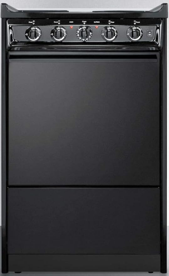 Summit Appliance TEM110CR 20" Wide Slide-In Electric Range, Black, Chrome Drip Pans