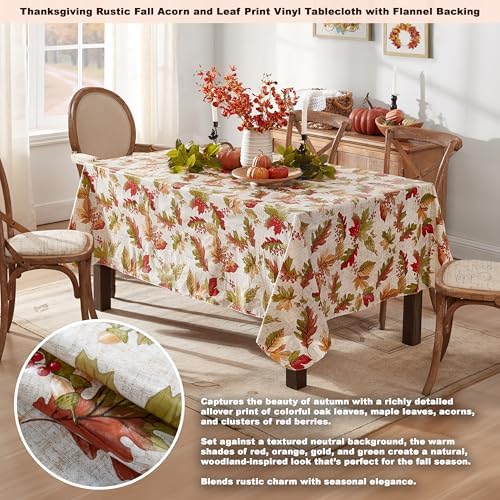 Newbridge Thanksgiving Rustic Acorn & Leaf 52x70 Inch Rectangle Tablecloth