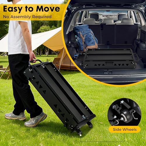 Outdoor Grill Cart Table Griddle Stand, Folding Grill Table with Wheels