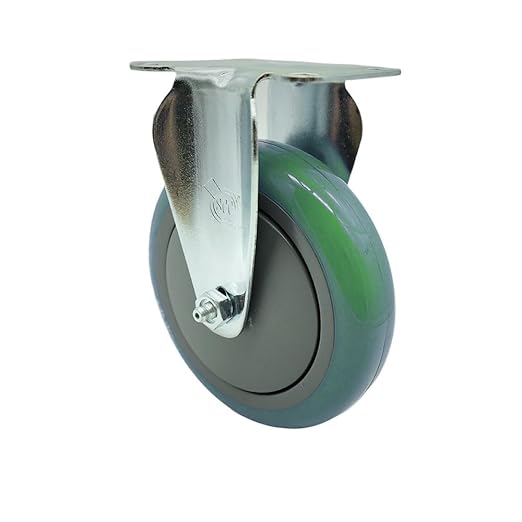 Service Caster Brand Replacement Caster for Uline Caster H-7449R - Stainless Steel Rigid Top Plate Caster with 5 Inch Green Polyurethane Wheel - Fits Carts and Platform Trucks H-6348