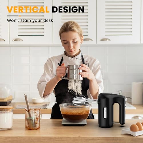 5-Speed Small Hand Mixer Electric, 300W Compact Portable, Black